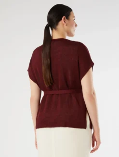 Cardigan in cordonetto di lino - BORDEAUX