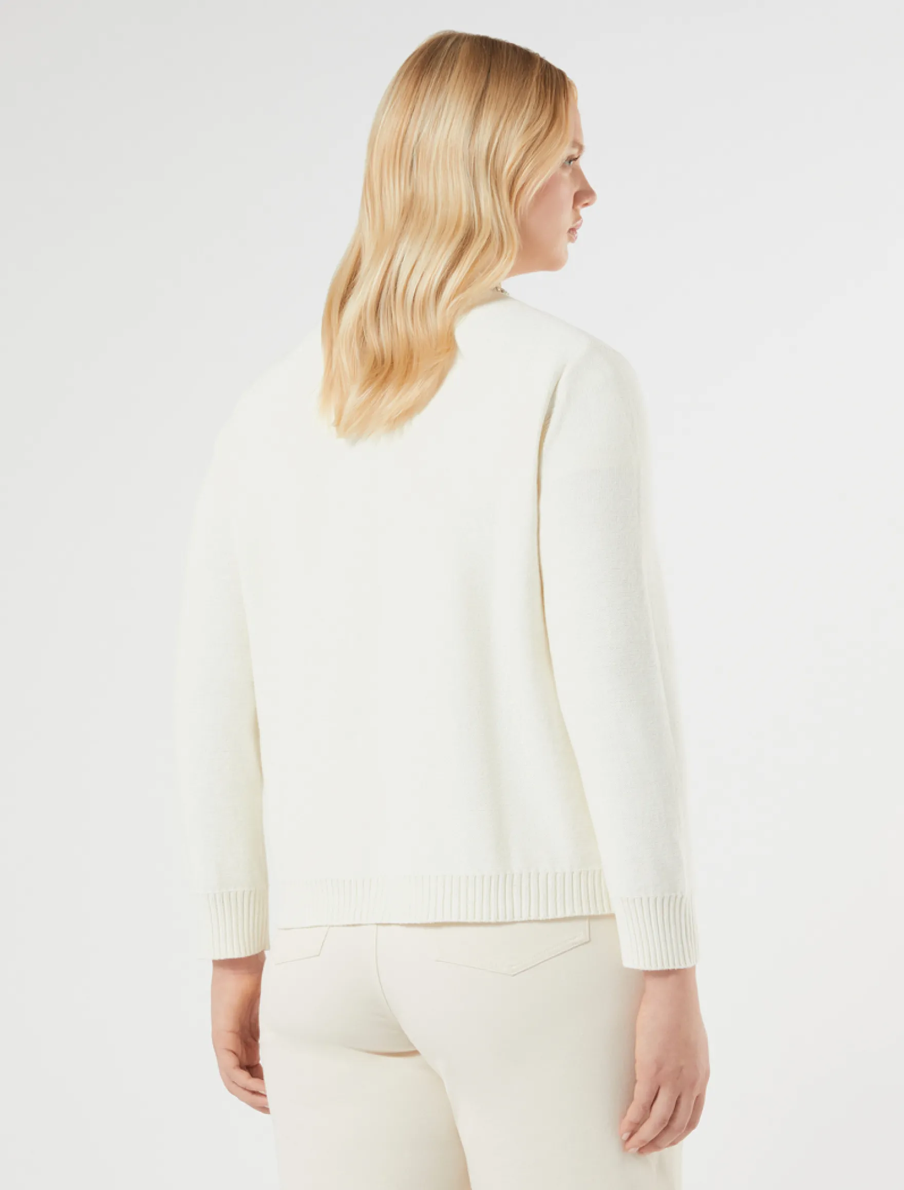 Cardigan in cotone con ricamo - AVORIO