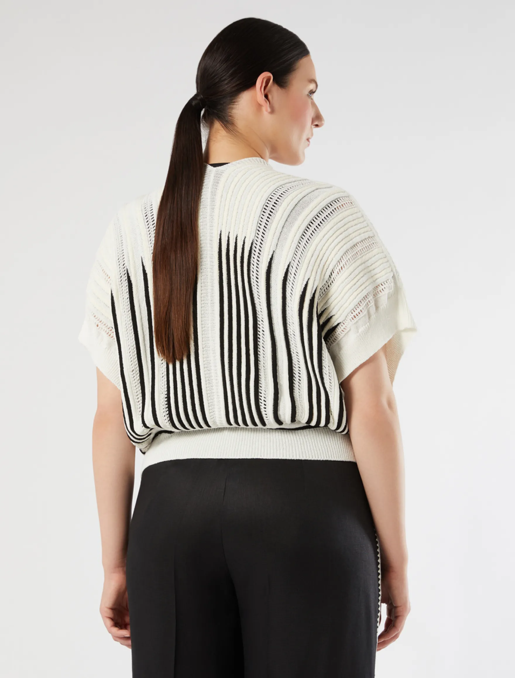 Cardigan in cotone e lino - AVORIO