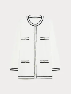 Cardigan in filato di misto cotone - BIANCO