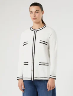 Cardigan in filato di misto cotone - BIANCO