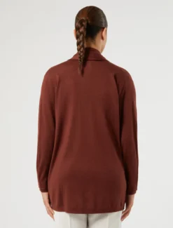 Cardigan in lana, seta e cachemire - MATTONE ROSSO