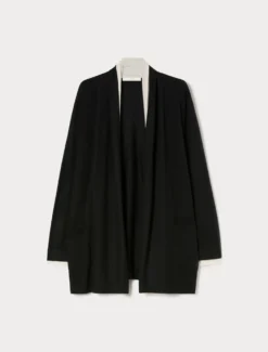 Cardigan in lana, seta e cachemire - NERO BIANCO