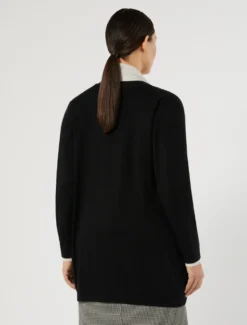 Cardigan in lana, seta e cachemire - NERO BIANCO