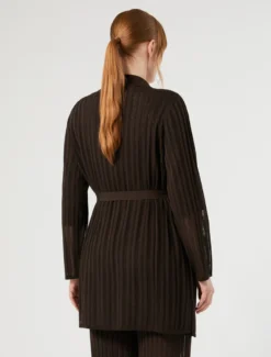 Cardigan in maglia a coste - MARRONE SCURO