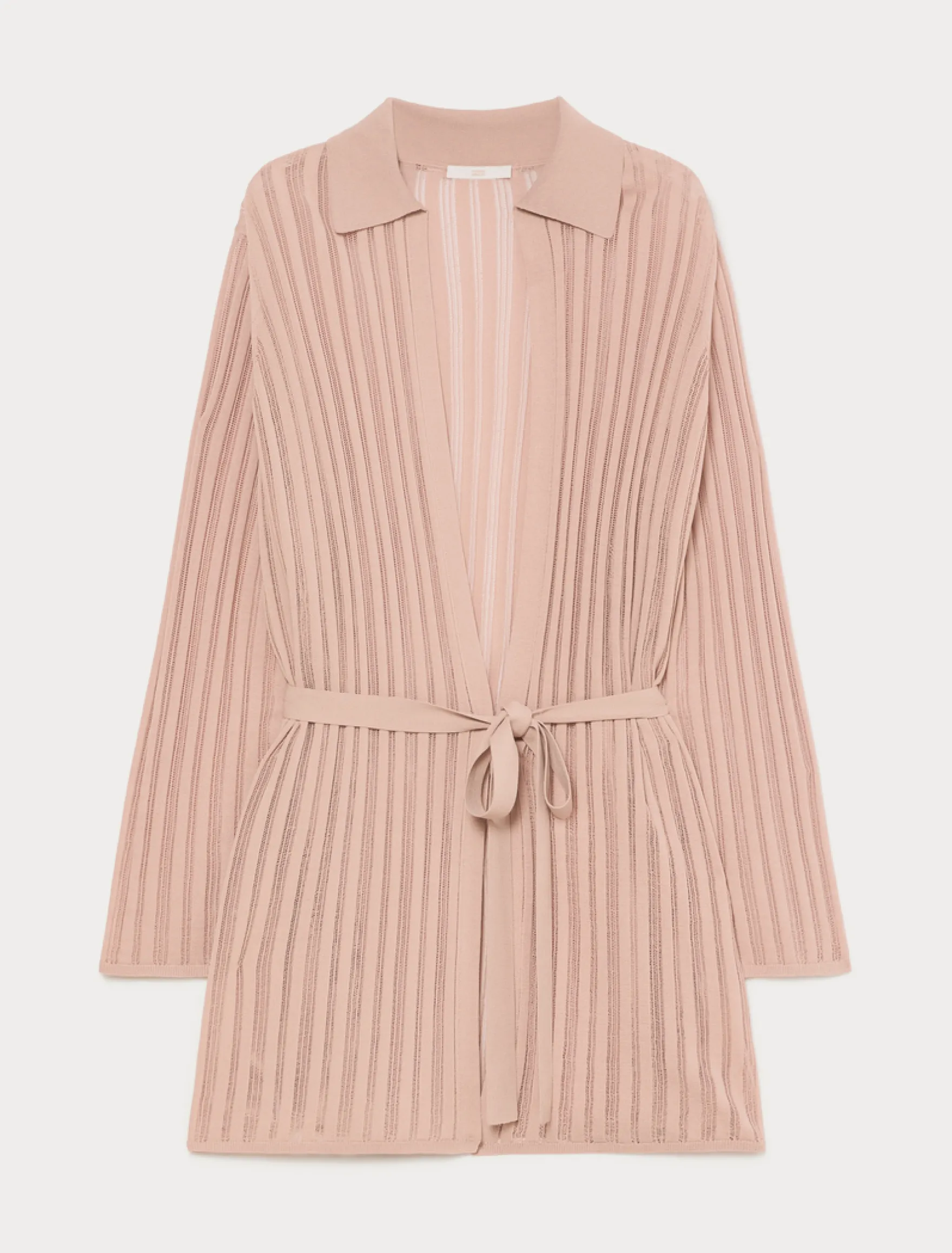 Cardigan in maglia a coste - ROSA ANTICO