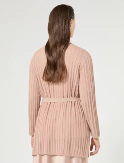 Cardigan in maglia a coste - ROSA ANTICO
