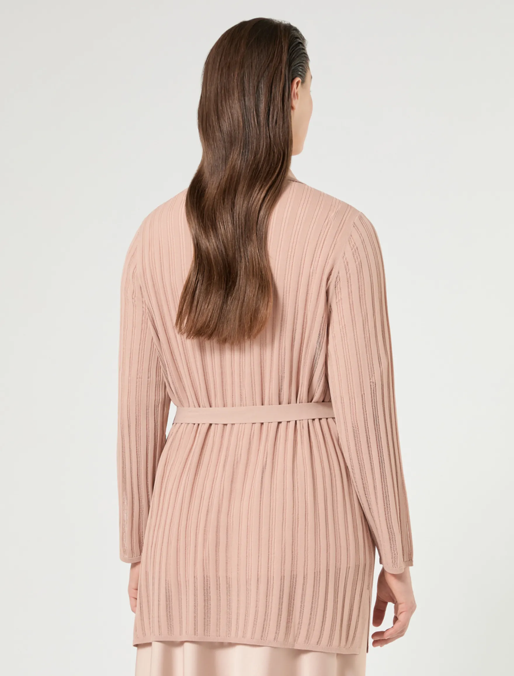 Cardigan in maglia a coste - ROSA ANTICO