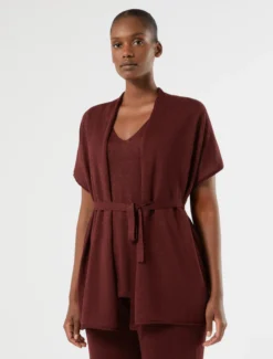 Cardigan in maglia di lino - BORDEAUX