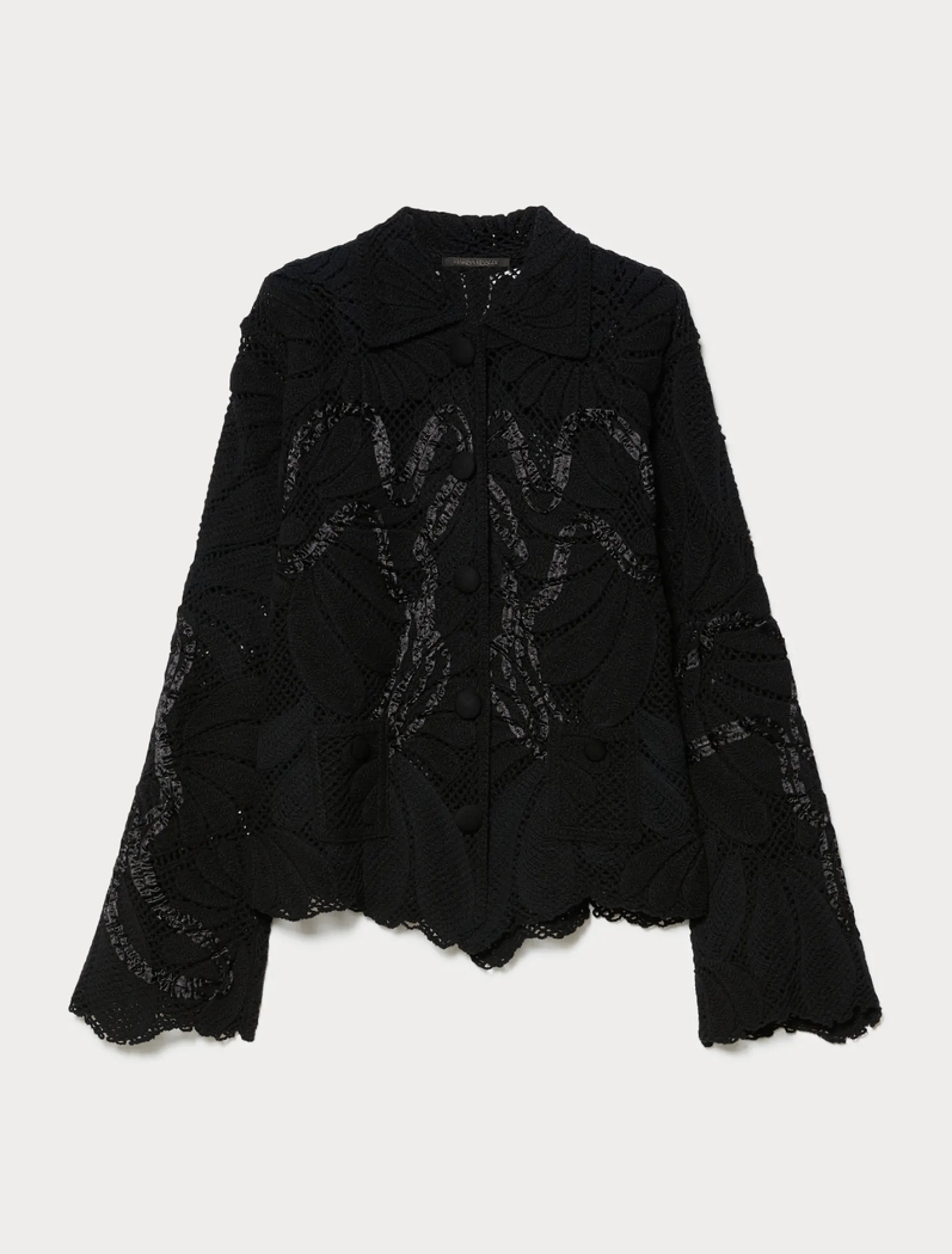Cardigan in misto cotone con ricamo - NERO