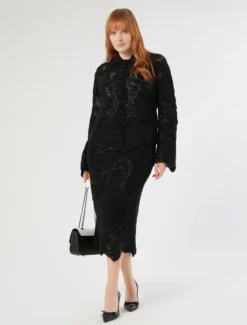Cardigan in misto cotone con ricamo - NERO