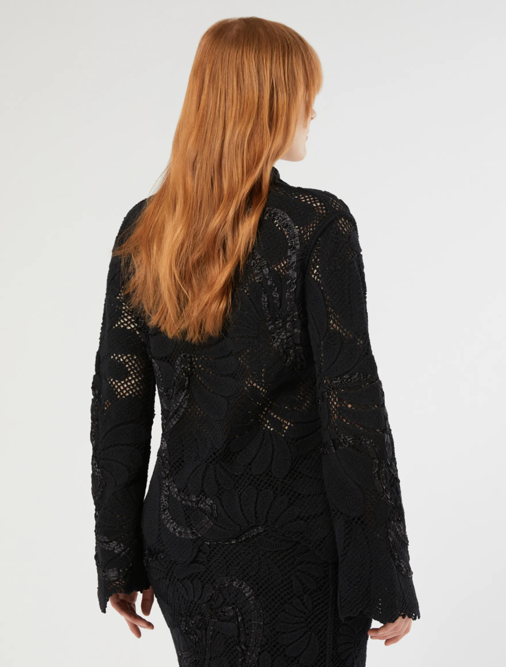 Cardigan in misto cotone con ricamo - NERO
