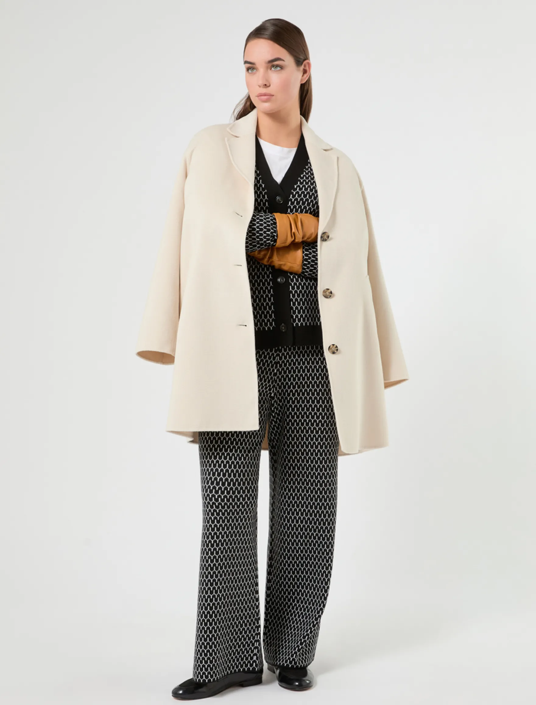 Cardigan in misto lana jacquard - NERO