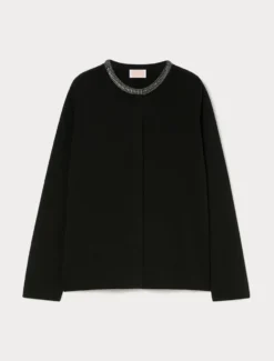 Cardigan in misto lana jacquard - NERO