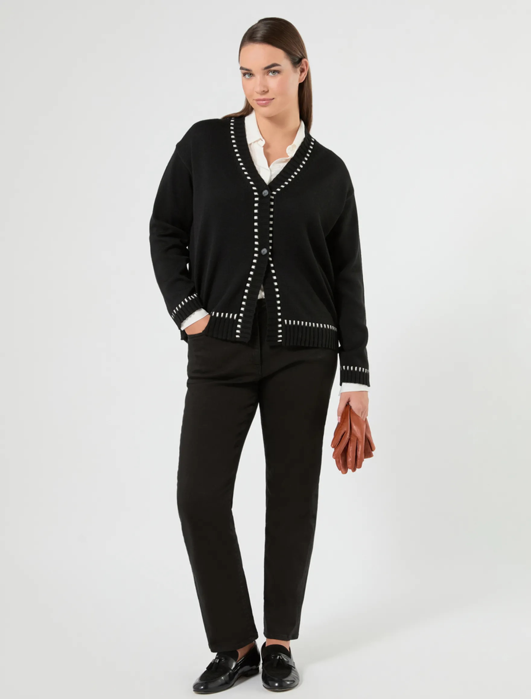 Cardigan in misto lana - NERO