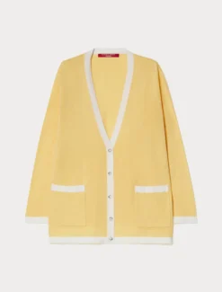 Cardigan in seta e cachemire - GIALLO
