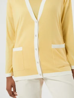 Cardigan in seta e cachemire - GIALLO