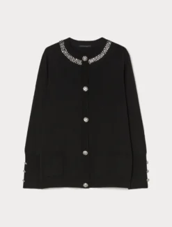 Cardigan in seta e cachemire - NERO