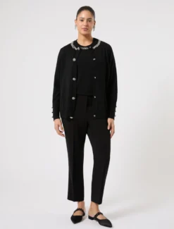 Cardigan in seta e cachemire - NERO