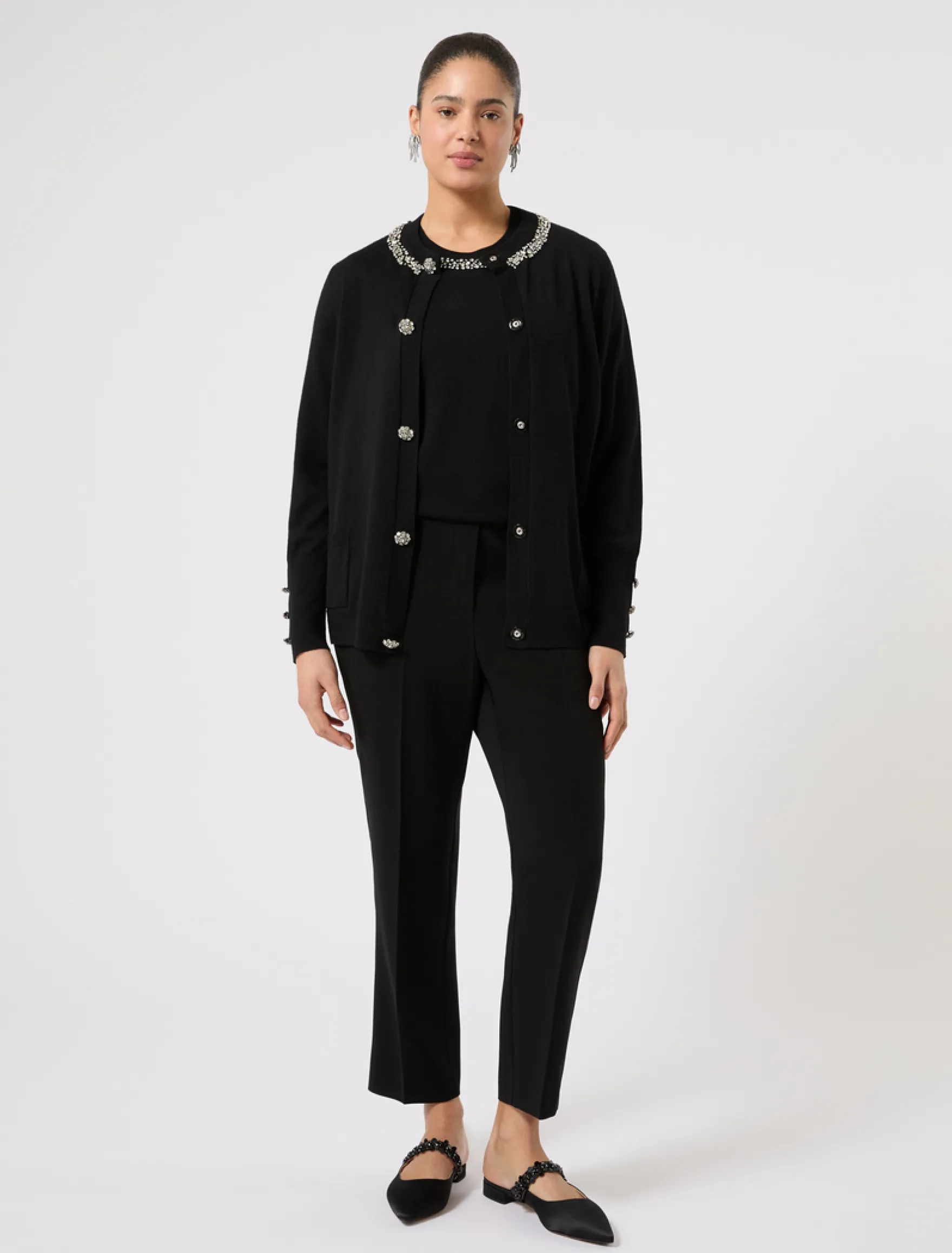 Cardigan in seta e cachemire - NERO