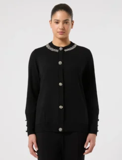 Cardigan in seta e cachemire - NERO