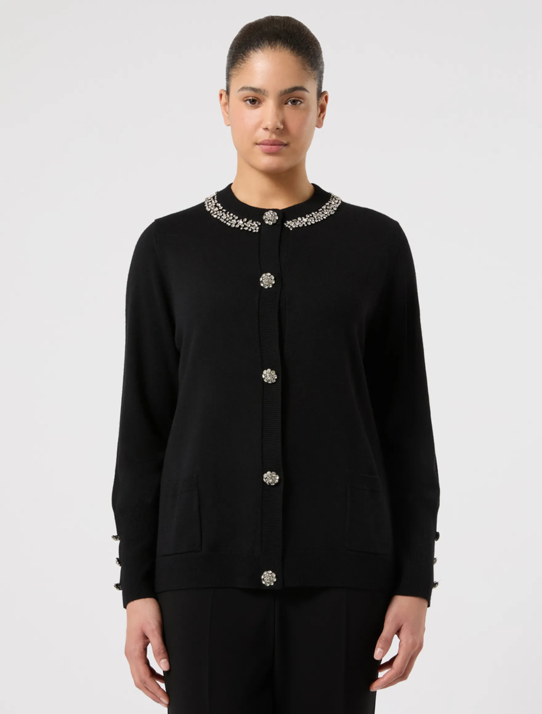 Cardigan in seta e cachemire - NERO