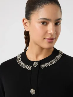 Cardigan in seta e cachemire - NERO