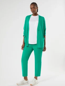 Cardigan in seta e cotone - VERDE SMERALDO