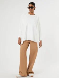 Cardigan in viscosa crêpe - AVORIO
