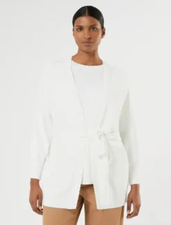 Cardigan in viscosa crêpe - AVORIO