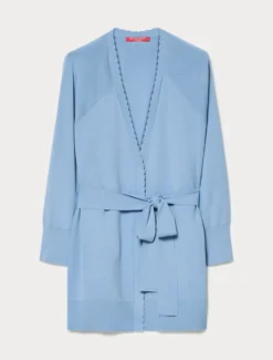 Cardigan in viscosa crêpe - AZZURRO