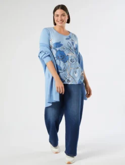 Cardigan in viscosa crêpe - AZZURRO
