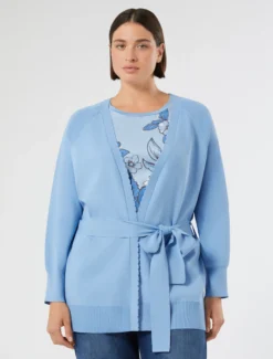 Cardigan in viscosa crêpe - AZZURRO