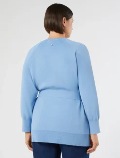 Cardigan in viscosa crêpe - AZZURRO