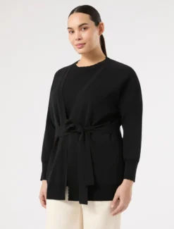 Cardigan in viscosa crêpe - NERO