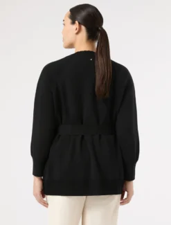 Cardigan in viscosa crêpe - NERO