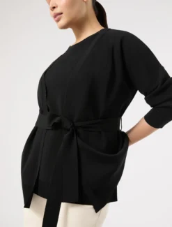 Cardigan in viscosa crêpe - NERO