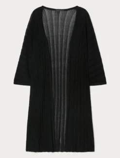 Cardigan in viscosa crêpe - NERO