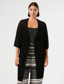 Cardigan in viscosa crêpe - NERO