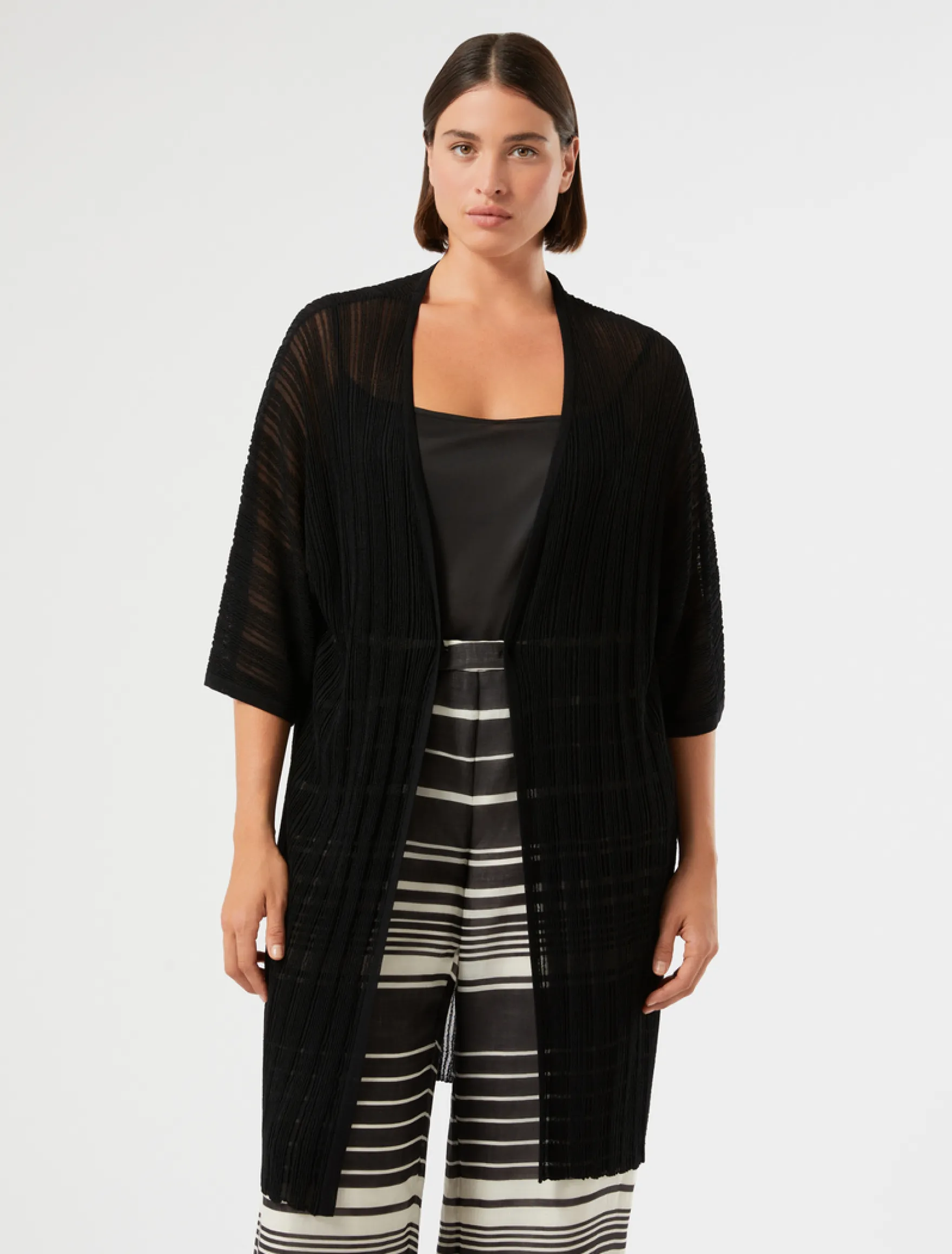 Cardigan in viscosa crêpe - NERO