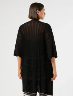 Cardigan in viscosa crêpe - NERO