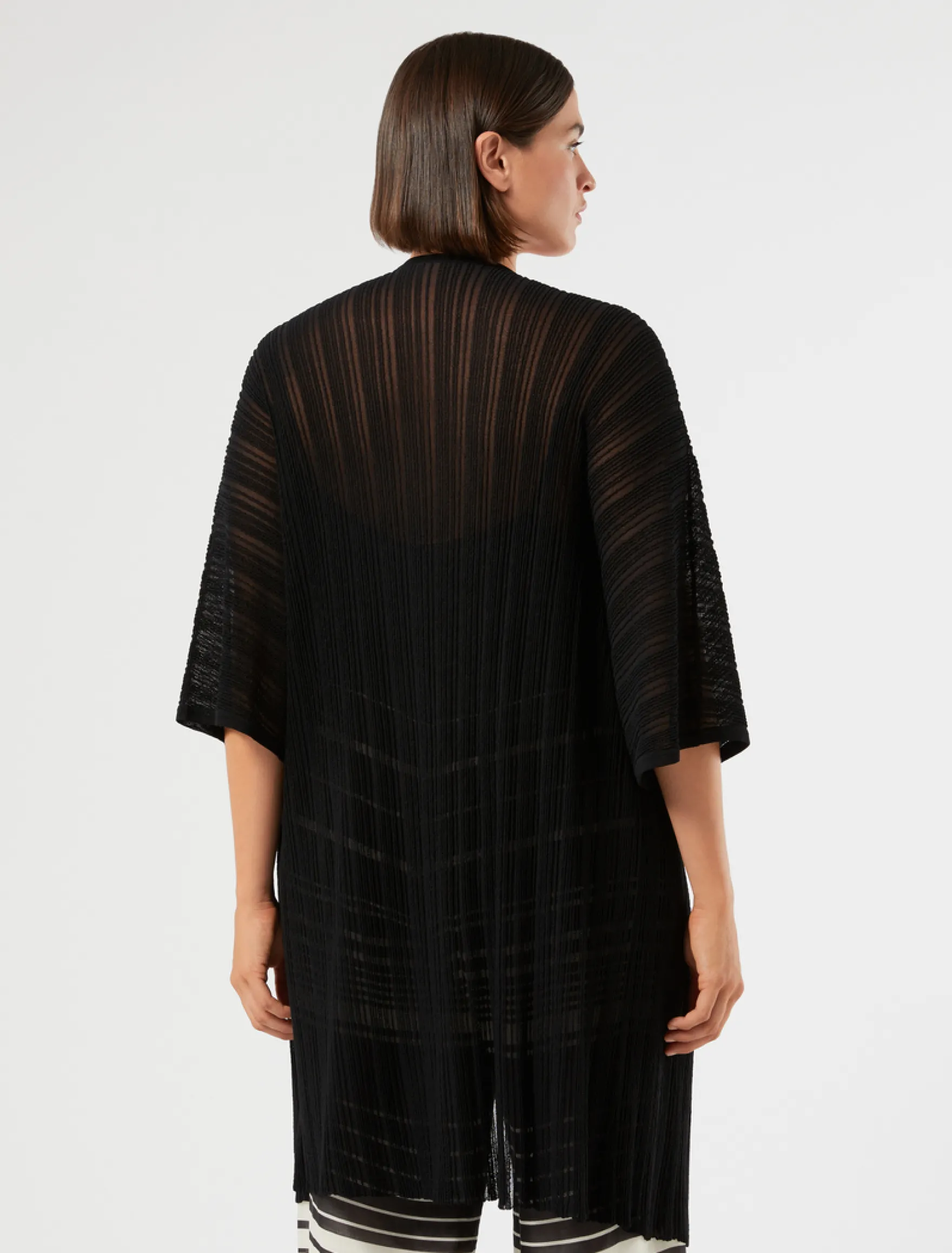 Cardigan in viscosa crêpe - NERO