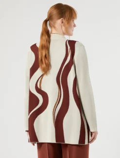 Cardigan in viscosa jacquard - AVORIO