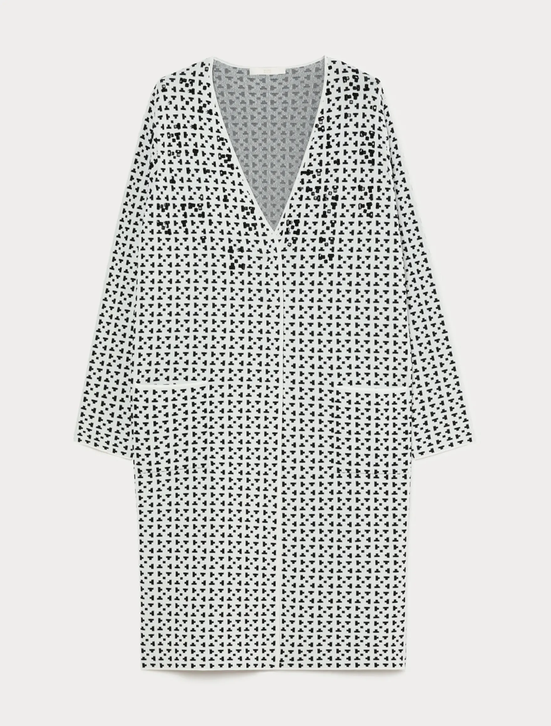 Cardigan in viscosa jacquard con ricamo - BIANCO NERO