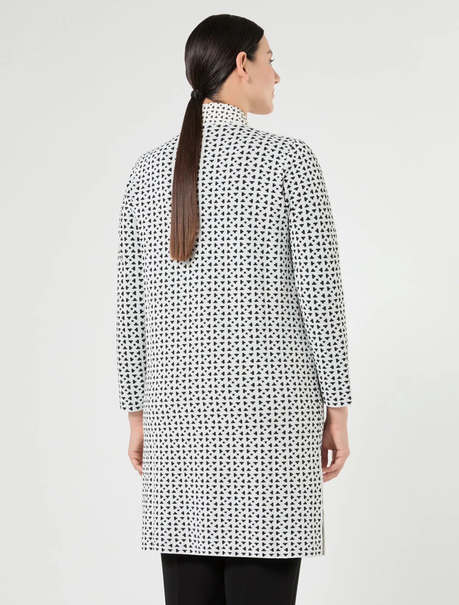 Cardigan in viscosa jacquard con ricamo - BIANCO NERO