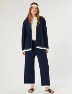 Cardigan in viscosa stretch - BLU NOTTE