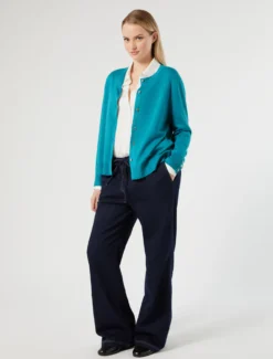 Cardigan in viscosa stretch - TURCHESE