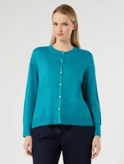 Cardigan in viscosa stretch - TURCHESE