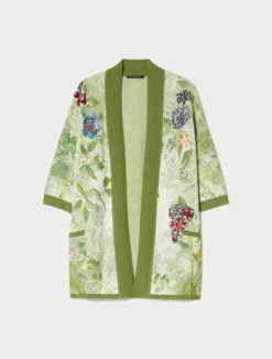 Cardigan jacquard con ricamo - BIANCO
