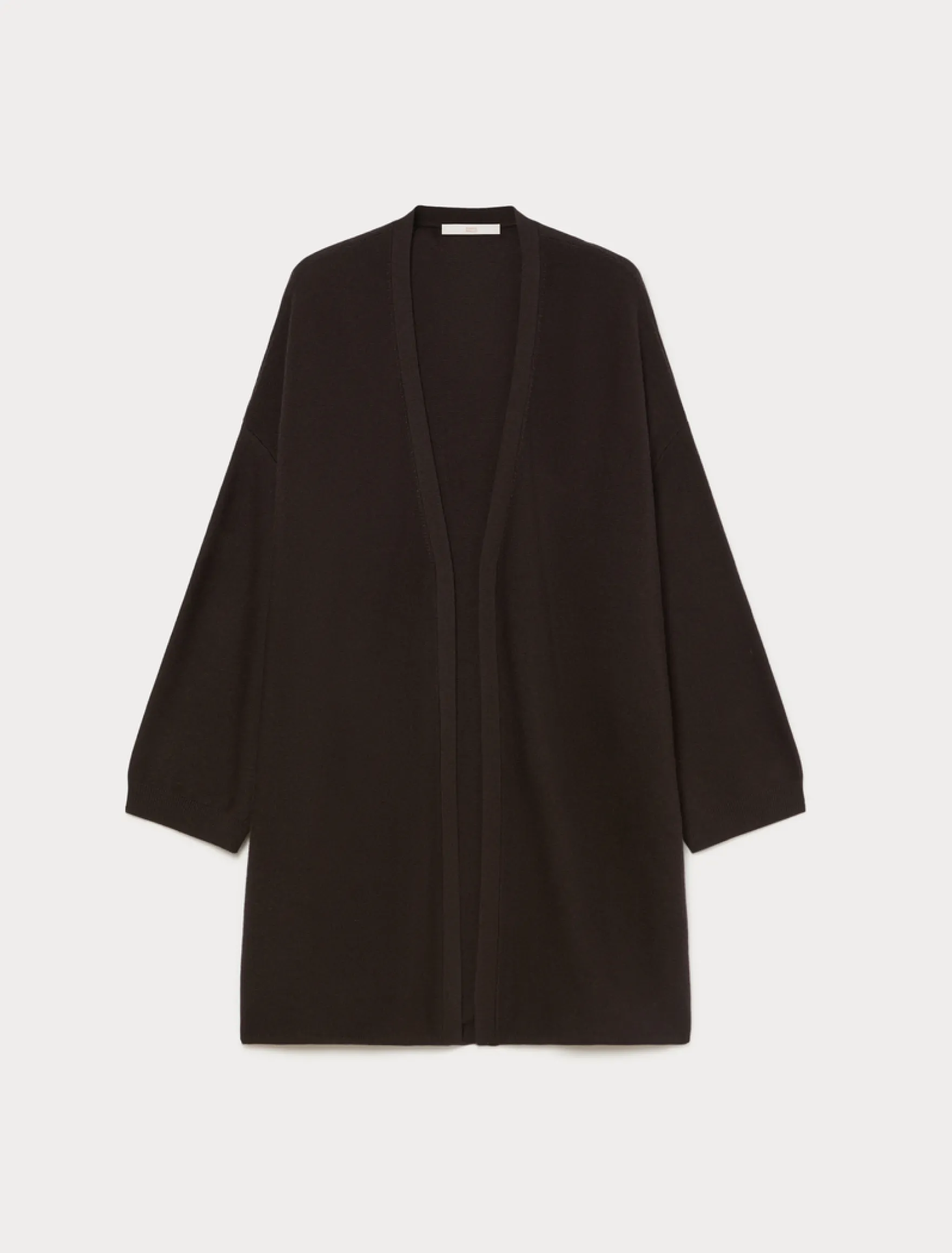 Cardigan lungo in pura lana - MARRONE SCURO